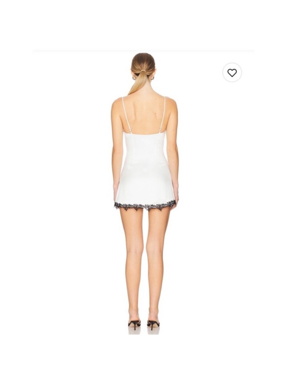 superdown White Chemise Slip with Black Lace Trim - Picture 3 of 7